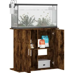 vidaXL Soporte de acuario madera ingeniería 81x36x73 cm Roble ahumado
