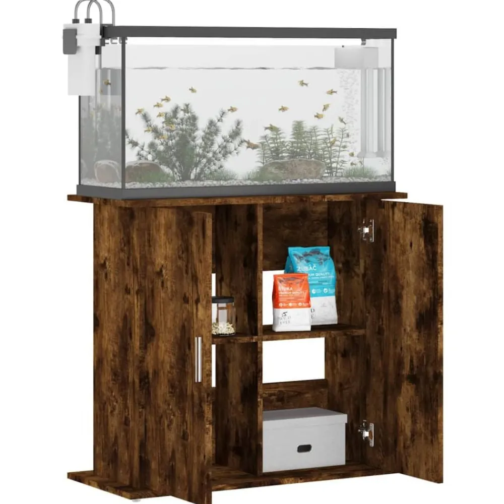 vidaXL Soporte de acuario madera ingeniería 81x36x73 cm Roble ahumado