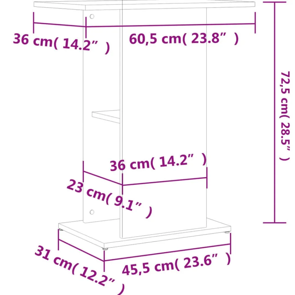 vidaXL Soporte de acuario madera ingeniería 60,5x36x72,5cm Gris sonoma Clearance