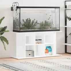 vidaXL Soporte de acuario madera ingeniería blanco brillo 120x40x60 cm Blanco brillante Outlet