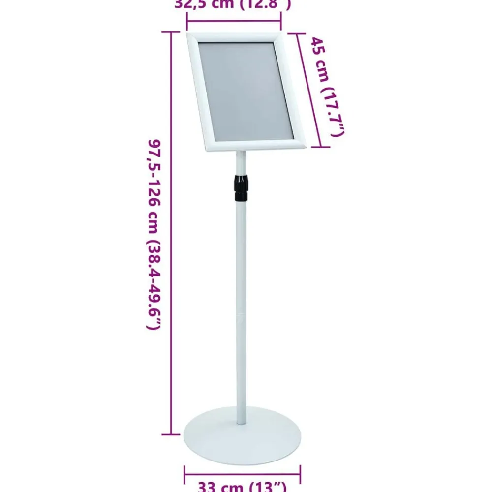 vidaXL Soporte de cartel pedestal 33 x 33 x 126 cm Plateado Best