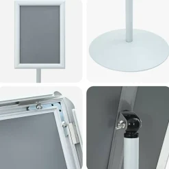 vidaXL Soporte de cartel pedestal 33 x 33 x 126 cm Plateado Best