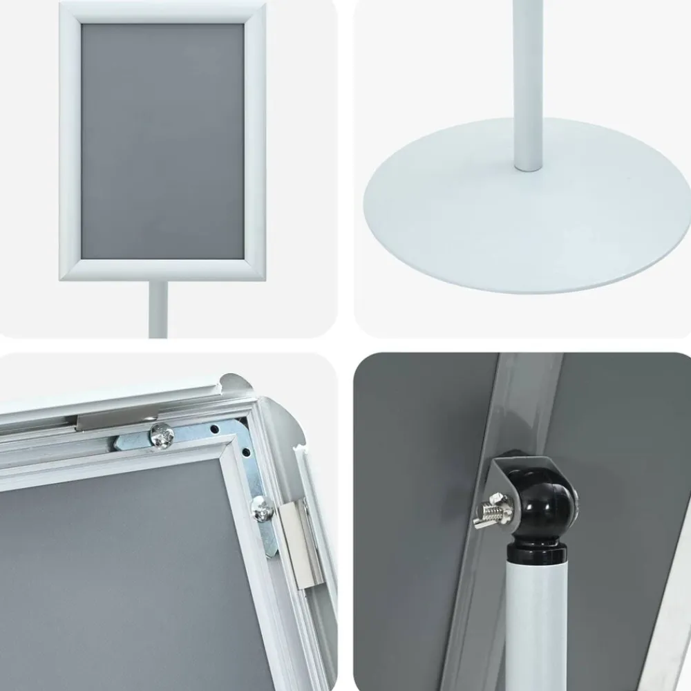 vidaXL Soporte de cartel pedestal 33 x 33 x 126 cm Plateado Best