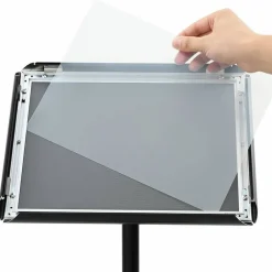 vidaXL Soporte de cartel pedestal Plateado a3 PVC y Acero Negro New