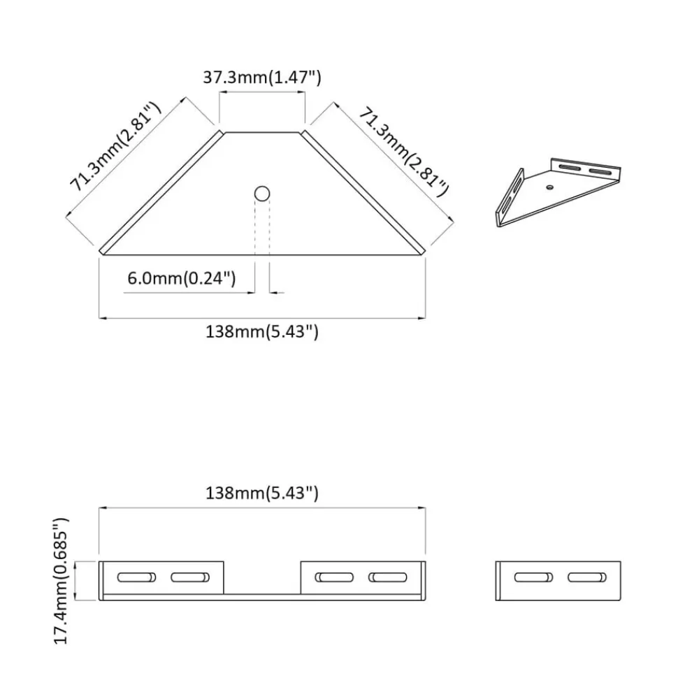 vidaXL Accesorios De Bricolaje-Soporte de Esquina 2 pcs Negro 138,5 x 50,5 x 16 mm Hierro
