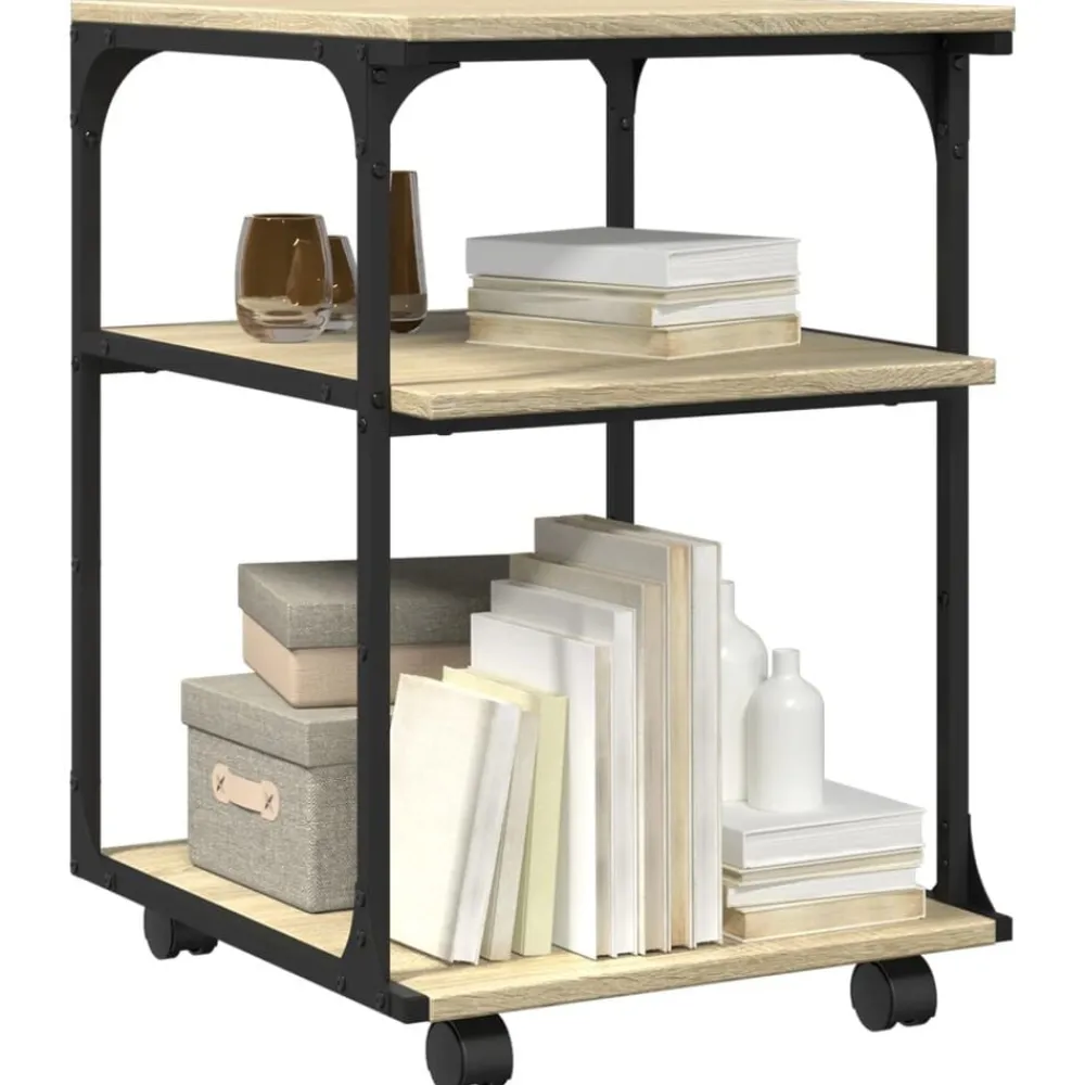 vidaXL Soporte de impresora 3 niveles 43x48x64 cm Roble Sonoma Best