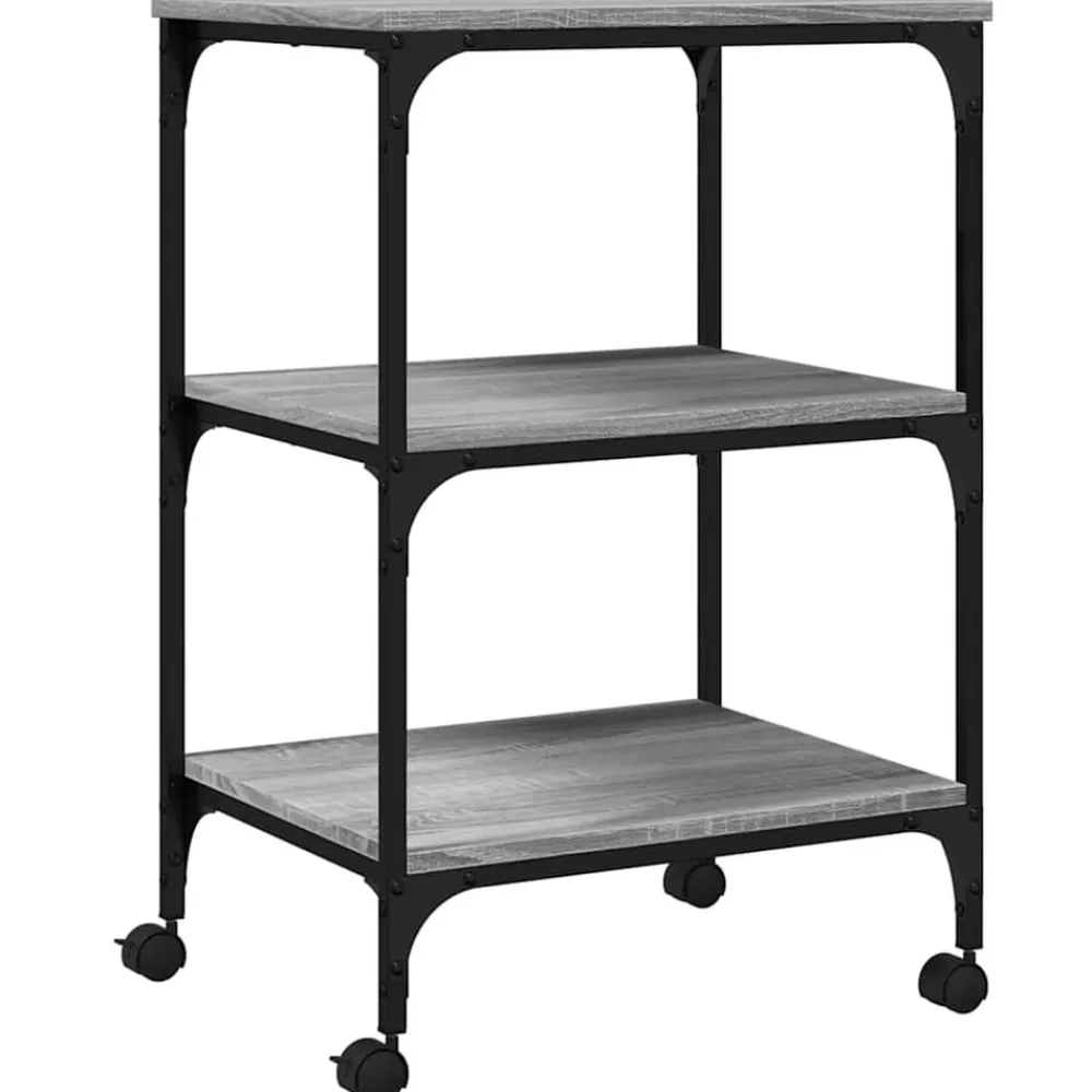 vidaXL Soporte de impresora 3 niveles 50x41x75 cm Gris sonoma Discount