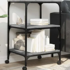 vidaXL Soporte de impresora 3 niveles 50x41x75 cm Gris sonoma Discount