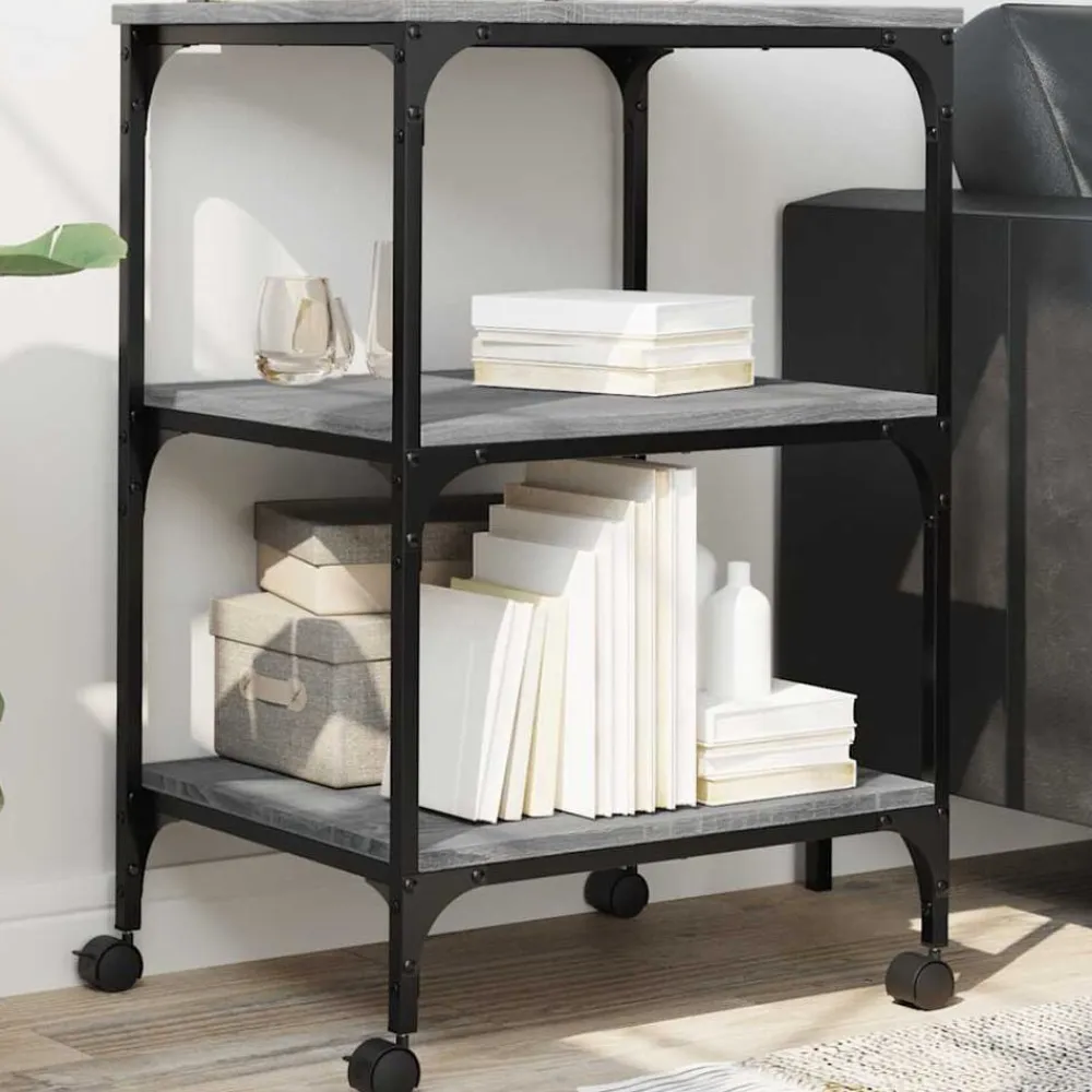vidaXL Soporte de impresora 3 niveles 50x41x75 cm Gris sonoma Discount