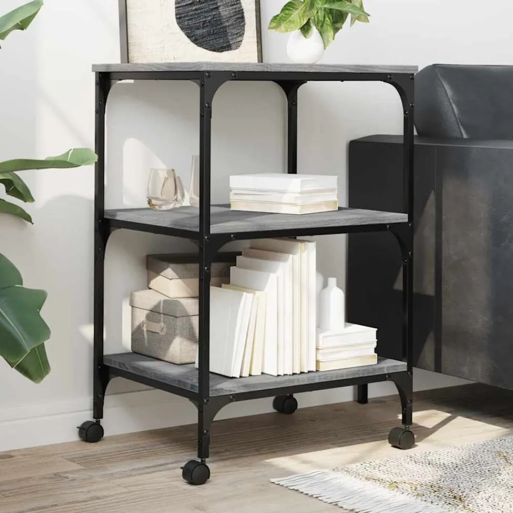 vidaXL Soporte de impresora 3 niveles 50x41x75 cm Gris sonoma Discount