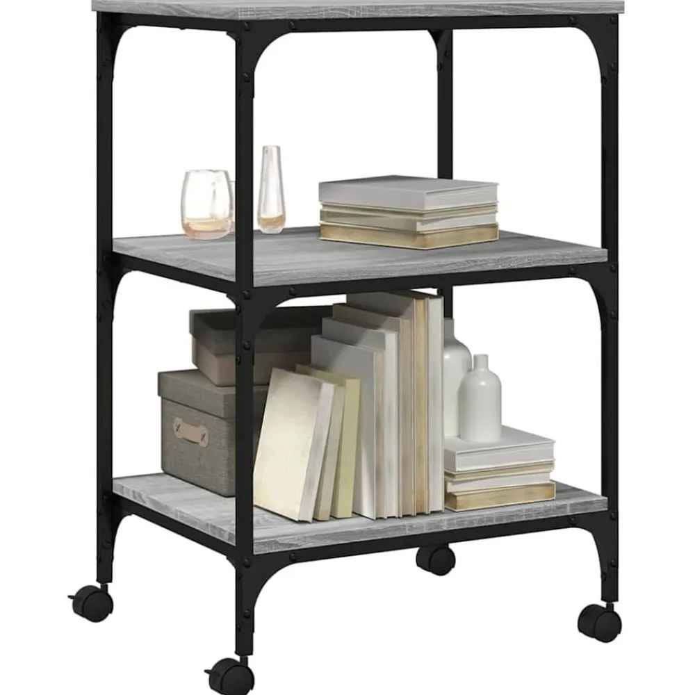 vidaXL Soporte de impresora 3 niveles 50x41x75 cm Gris sonoma Discount