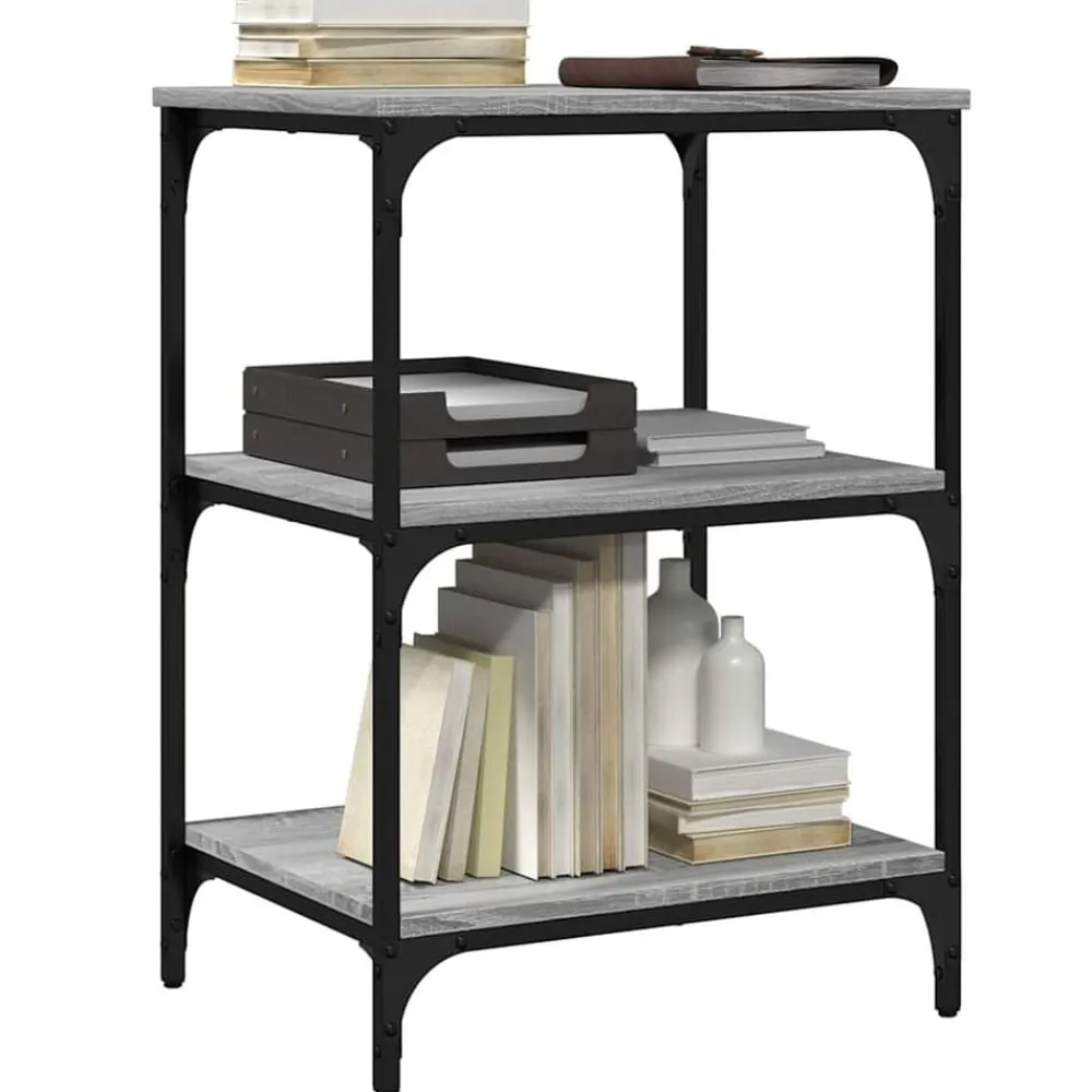 vidaXL Soporte de impresora 3 niveles 50x41x75 cm Gris sonoma Discount