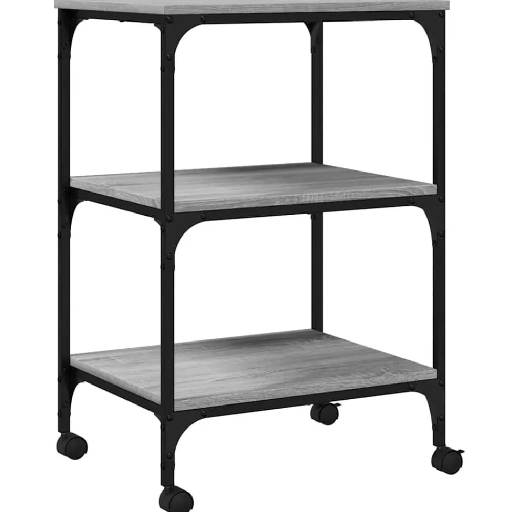 vidaXL Soporte de impresora 3 niveles 50x41x75 cm Gris sonoma Discount