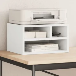 vidaXL Soporte de impresora madera ingeniería 40x32x22,5 cm Blanco Outlet