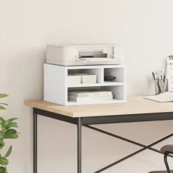vidaXL Soporte de impresora madera ingeniería 40x32x22,5 cm Blanco Outlet