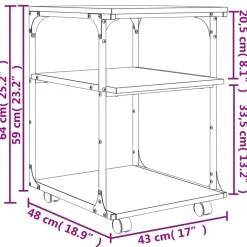 vidaXL Soporte de impresora 3 niveles 43x48x64 cm Gris sonoma Sale
