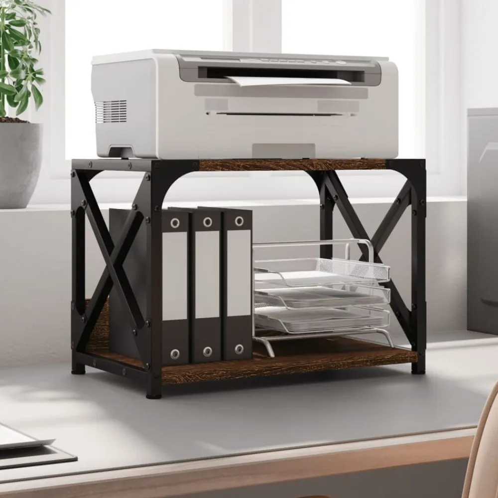 vidaXL Soporte de impresora 2 niveles marrón roble 44x26x31,5 cm Marrón roble Outlet