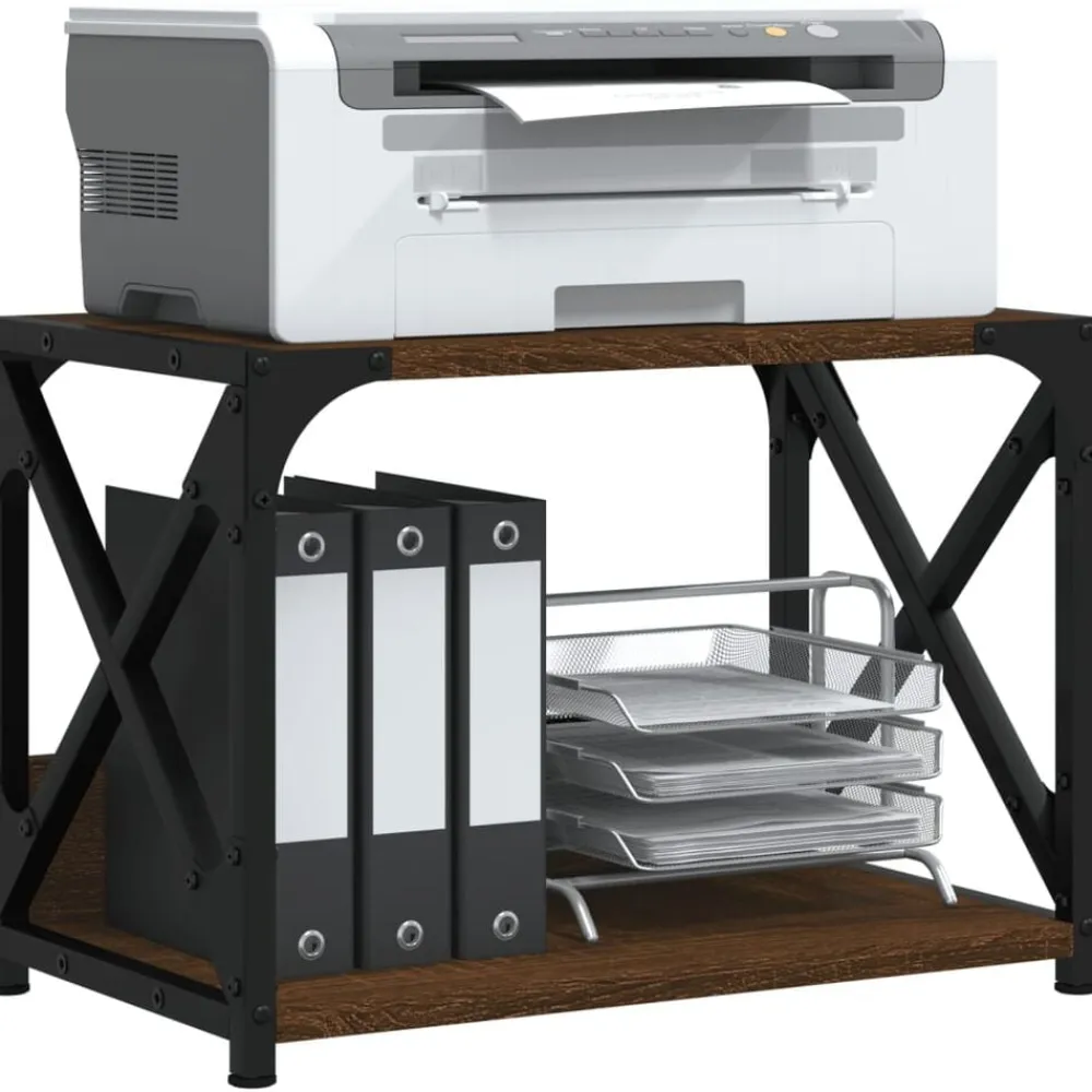 vidaXL Soporte de impresora 2 niveles marrón roble 44x26x31,5 cm Marrón roble Outlet