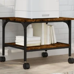 vidaXL Soporte de impresora 2 niveles 50x40x38 cm Roble ahumado Online