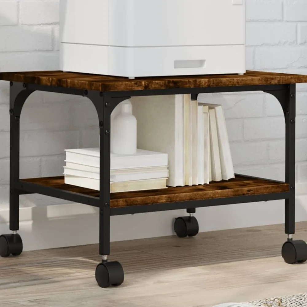 vidaXL Soporte de impresora 2 niveles 50x40x38 cm Roble ahumado Online