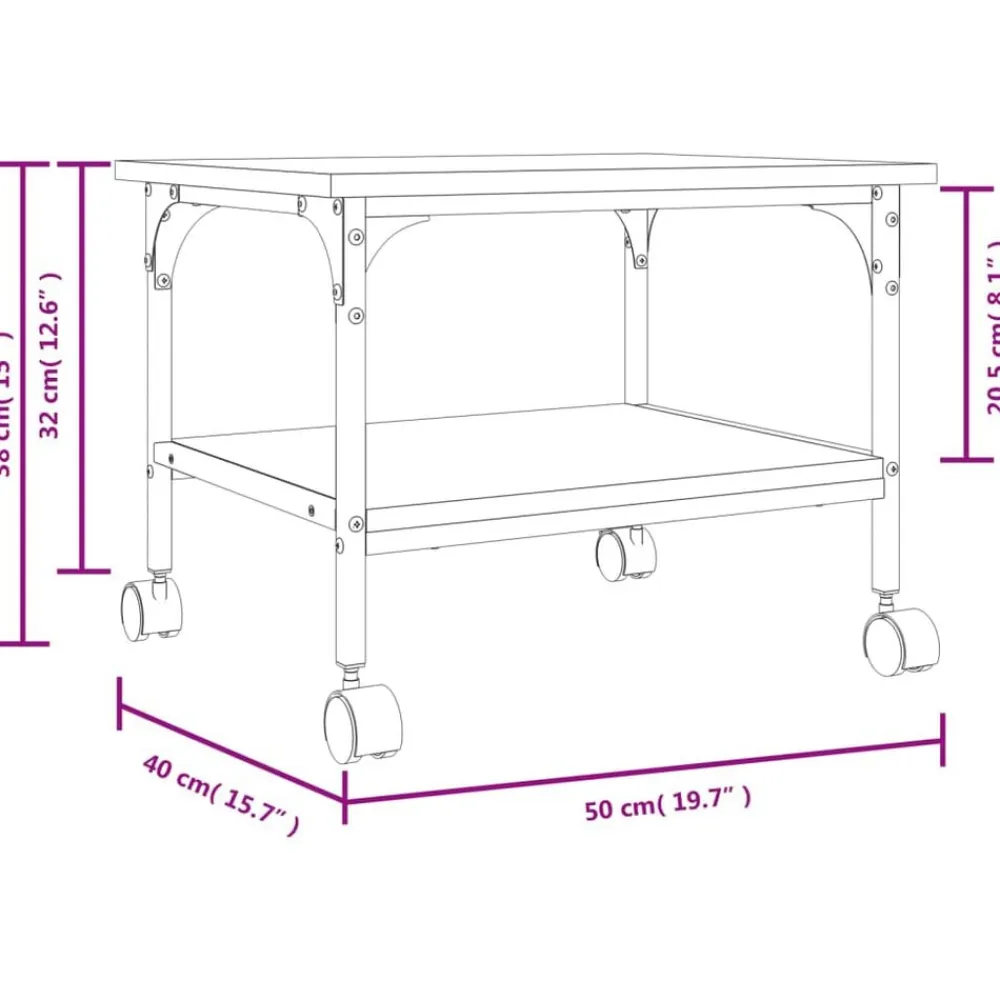 vidaXL Soporte de impresora 2 niveles 50x40x38 cm Roble ahumado Online