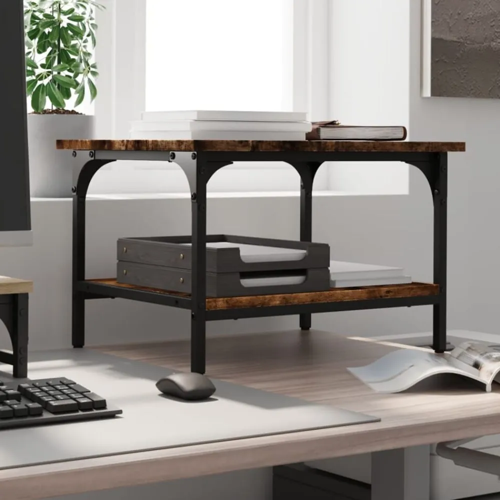 vidaXL Soporte de impresora 2 niveles 50x40x38 cm Roble ahumado Online