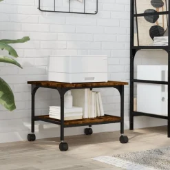 vidaXL Soporte de impresora 2 niveles 50x40x38 cm Roble ahumado Online