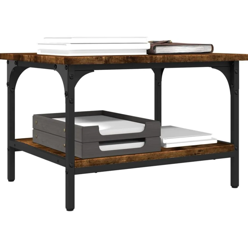 vidaXL Soporte de impresora 2 niveles 50x40x38 cm Roble ahumado Online