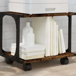 vidaXL Soporte de impresora 2 niveles 41x28x33,5 cm Roble ahumado Online