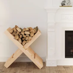 vidaXL Accesorios Para Hornos De Leña Y Chimeneas-Soporte de leña madera maciza de pino 47x39,5x48 cm