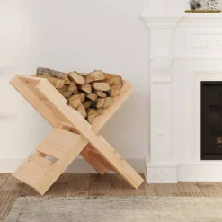 vidaXL Accesorios Para Hornos De Leña Y Chimeneas-Soporte de leña madera maciza de pino 47x39,5x48 cm