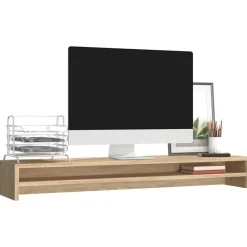 vidaXL Soporte de mesa pantalla contrachapada color roble 100x24x13 cm Roble Sonoma Clearance