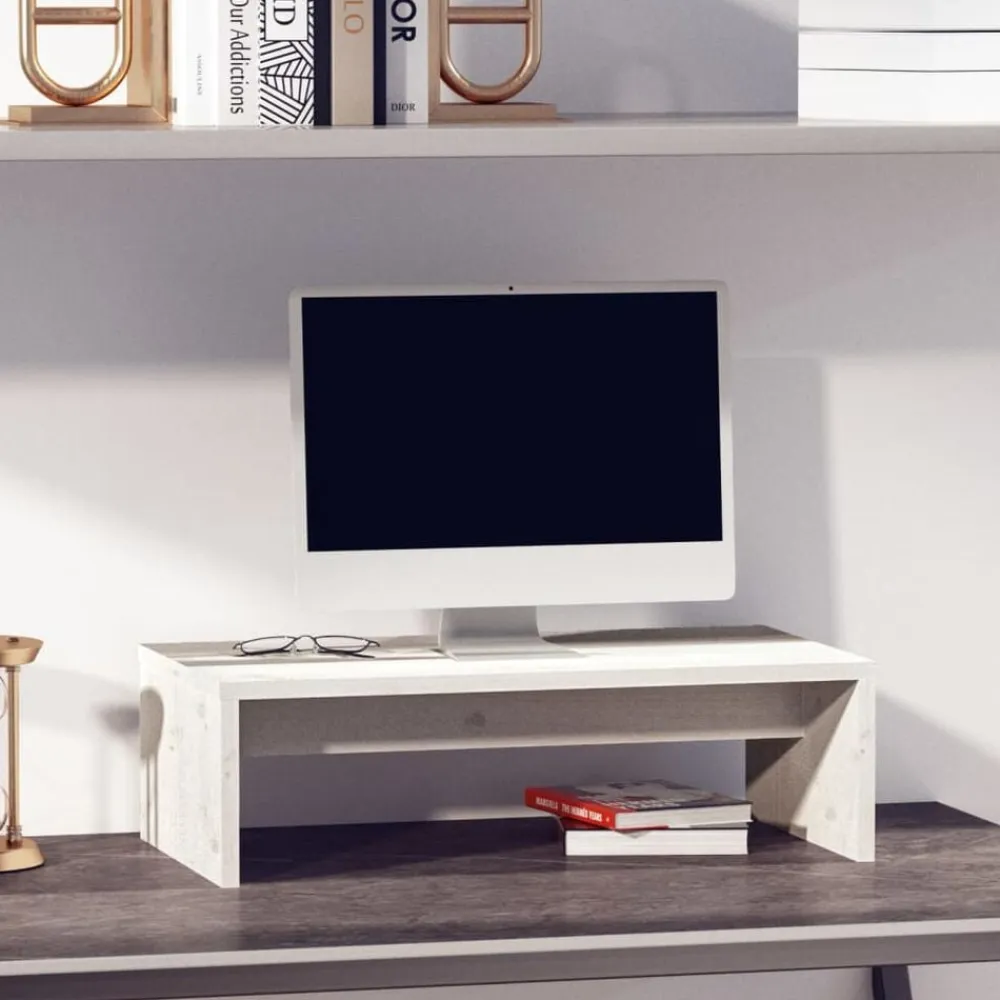 vidaXL Electrónica-Soporte de monitor madera maciza de pino 50x27x15 cm