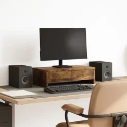 vidaXL Electrónica-Soporte de monitor cajones madera 50x27x15 cm