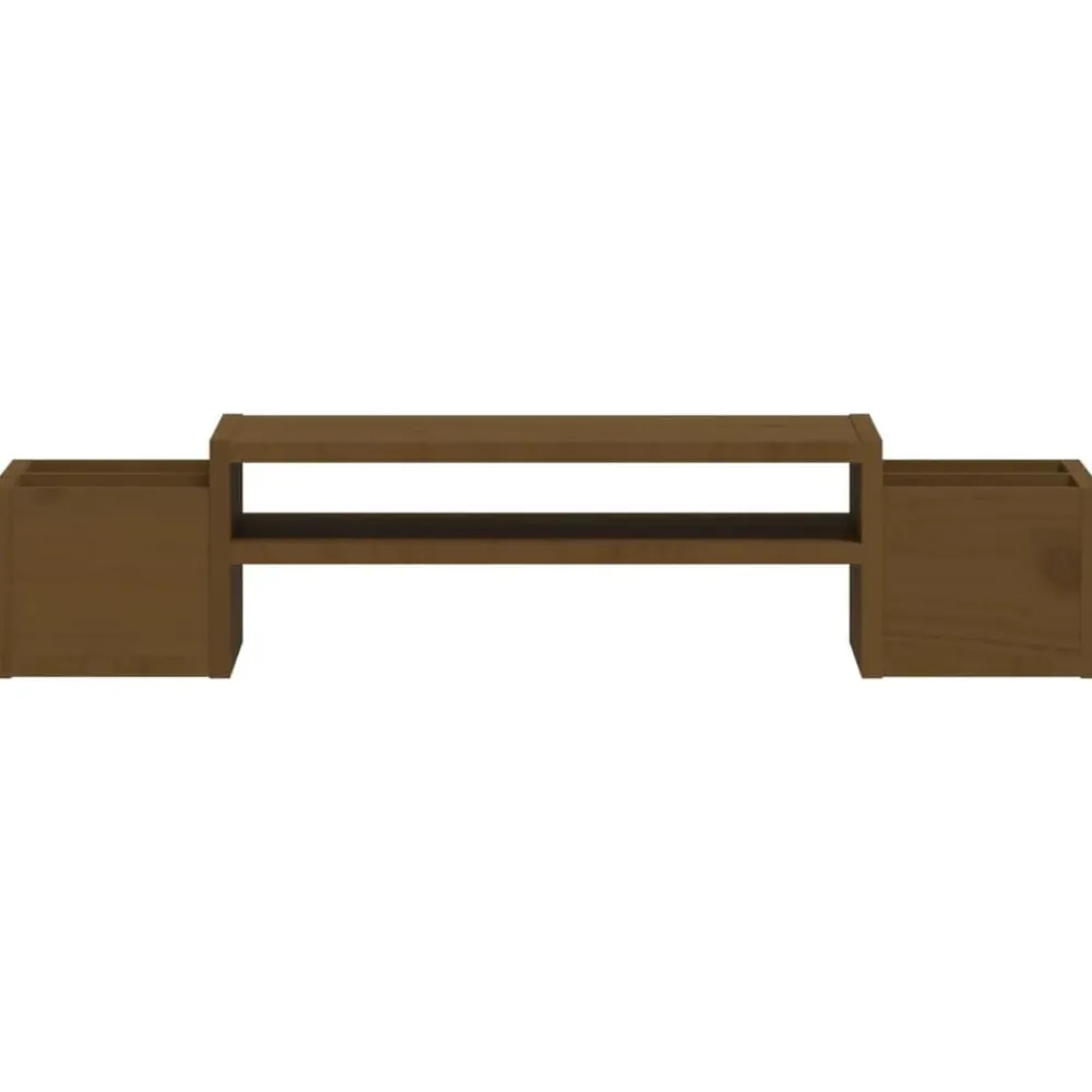vidaXL Soporte de monitor madera maciza pino marrón miel 70x27,5x15 cm Marrón miel Sale