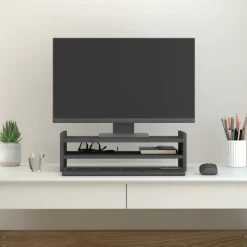 vidaXL Soporte de monitor madera maciza de pino 50x27x15 cm Gris Hot