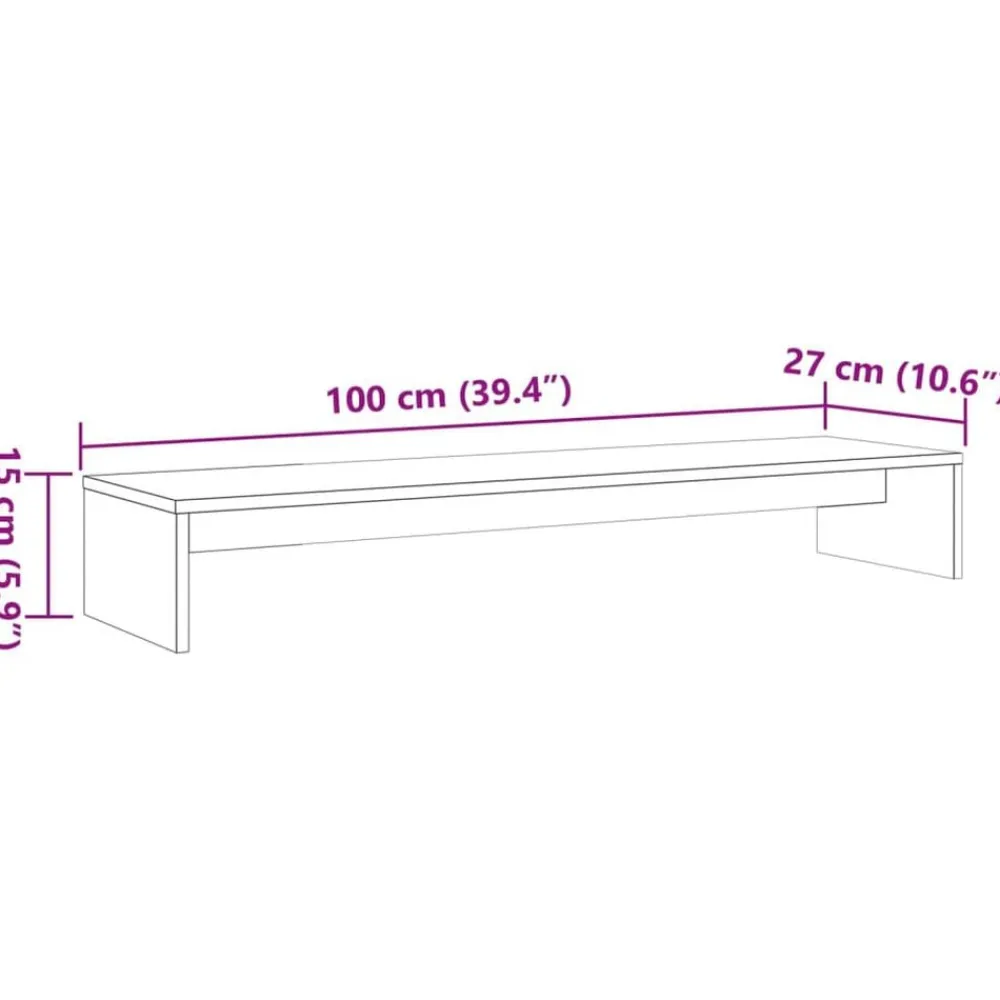 vidaXL Soporte de monitor madera maciza pino marrón cera 100x27x15 cm Marrón cera Hot