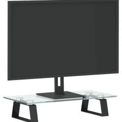 vidaXL Electrónica-Soporte de monitor vidrio templado y metal 40x20x8 cm