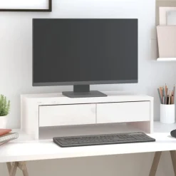 vidaXL Electrónica-Soporte de monitor madera maciza de pino 50x27x15 cm