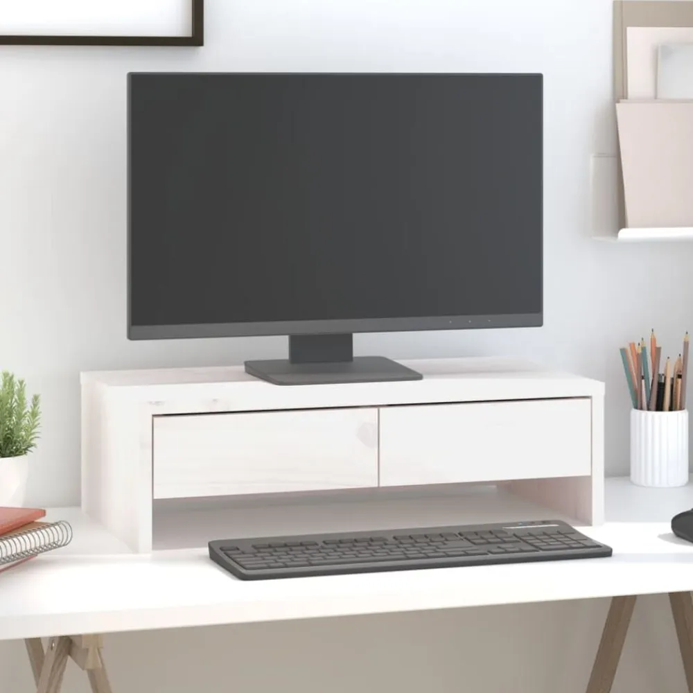 vidaXL Electrónica-Soporte de monitor madera maciza de pino 50x27x15 cm