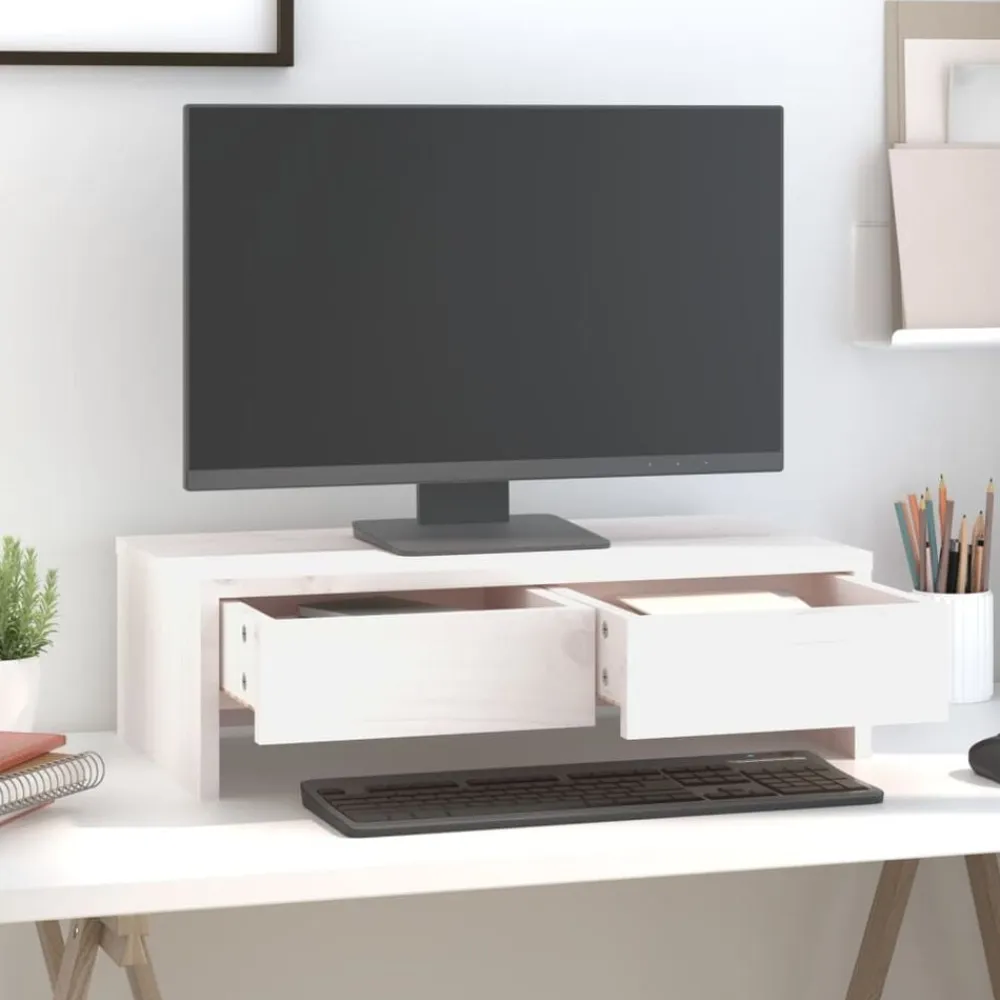 vidaXL Electrónica-Soporte de monitor madera maciza de pino 50x27x15 cm