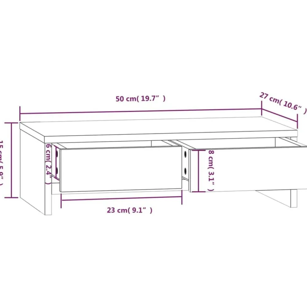 vidaXL Electrónica-Soporte de monitor madera maciza de pino 50x27x15 cm