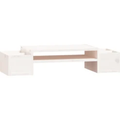 vidaXL Soporte de monitor madera maciza de pino 70x27,5x15 cm Blanco New