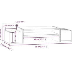 vidaXL Soporte de monitor madera maciza de pino 70x27,5x15 cm Blanco New