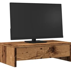vidaXL Soporte de monitor con cajones madera envejecida 50x27x15 cm Madera antigua Discount