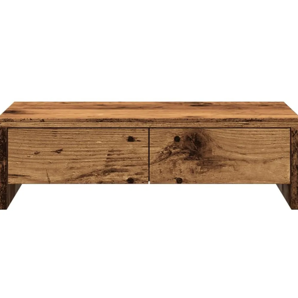 vidaXL Soporte de monitor con cajones madera envejecida 50x27x15 cm Madera antigua Discount