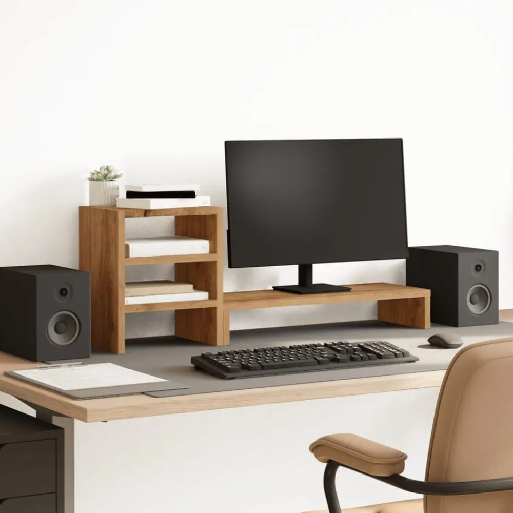 vidaXL Soporte de monitor con organizador escritorio madera artisian Roble artisan Online