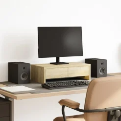 vidaXL Soporte de monitor cajones madera 50x27x15 cm Roble Sonoma Online