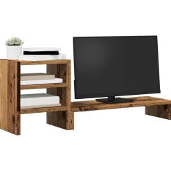 vidaXL Electrónica-Soporte de monitor con organizador escritorio madera envejecida