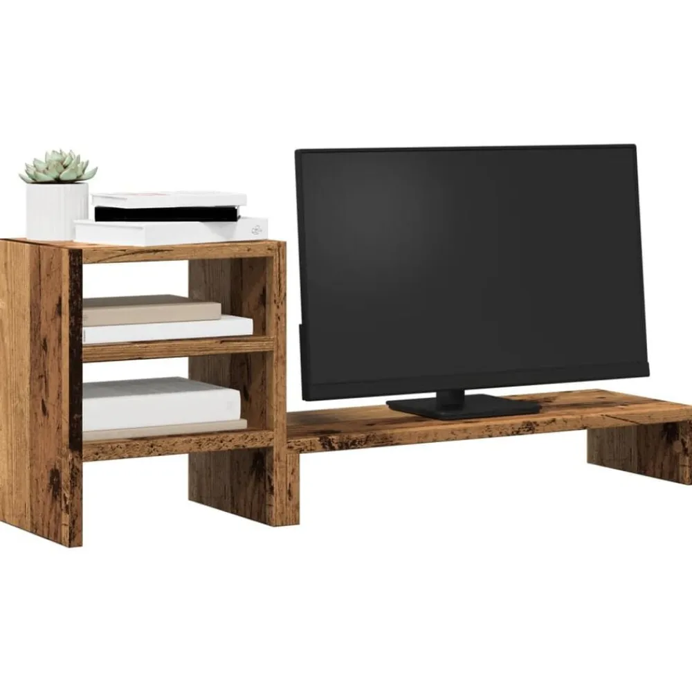 vidaXL Electrónica-Soporte de monitor con organizador escritorio madera envejecida